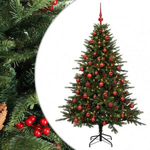 vidaXL Kunstkerstboom met kerstbal 120 cm 150 LED's Warmwit