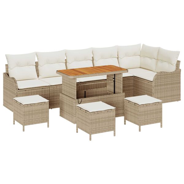vidaXL Tuin Sofa Set 10 pcs Beige poly rattan
