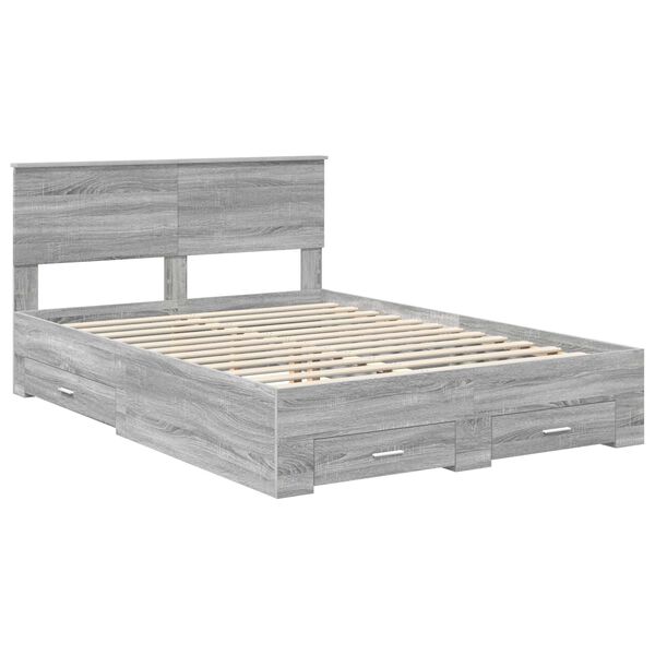 vidaXL Bedframe met hoofdeinde Grijs Sonoma 140 x 200 cm Bewerkt hout