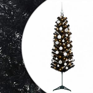 vidaXL Smalle kunstkerstboom met kerstballen 150 cm 150 LED's Warmwit