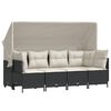 vidaXL 5-delige Loungeset met kussens poly rattan zwart