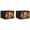 vidaXL Wandkastje GENNEP 2 st Zwart eiken 36 x 33 x 25 cm Bewerkt hout