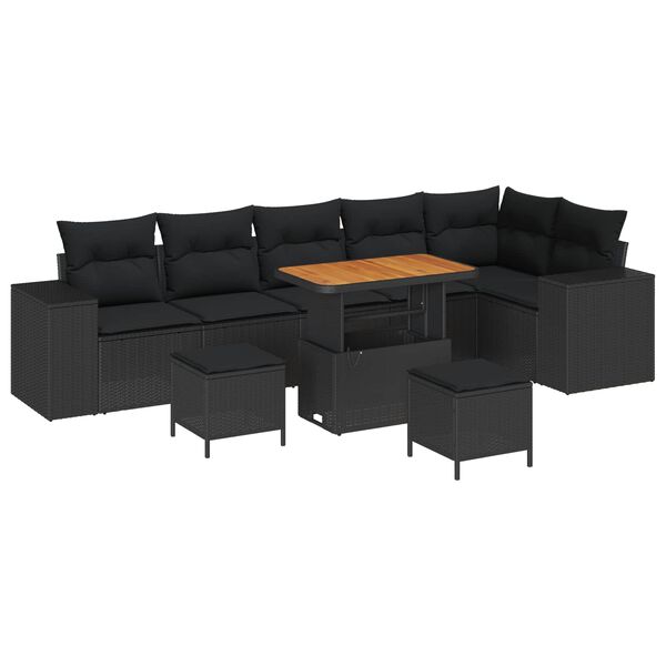 vidaXL Tuin Sofa Set 9 pcs Zwart poly rattan