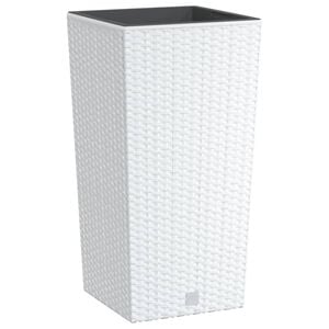 vidaXL Plantenbak met uitneembare bak rattan-look 11/26,5 L PP wit
