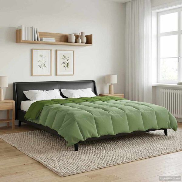 vidaXL Zomer Dekbed Gekwilt Groen 220 x 260 cm Microfiber