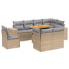 vidaXL 9-delige Loungeset met kussens poly rattan beige