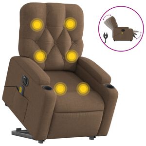 vidaXL Sta-op-massagestoel elektrisch verstelbaar stof bruin