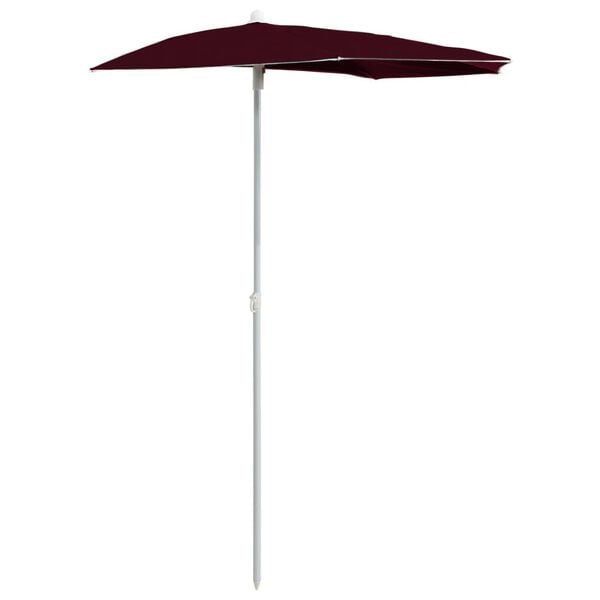 vidaXL Parasol half met paal 180x90 cm bordeauxrood