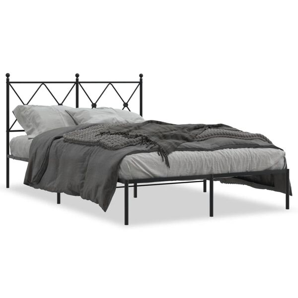 vidaXL Bedframe met hoofdbord metaal zwart 120x190 cm