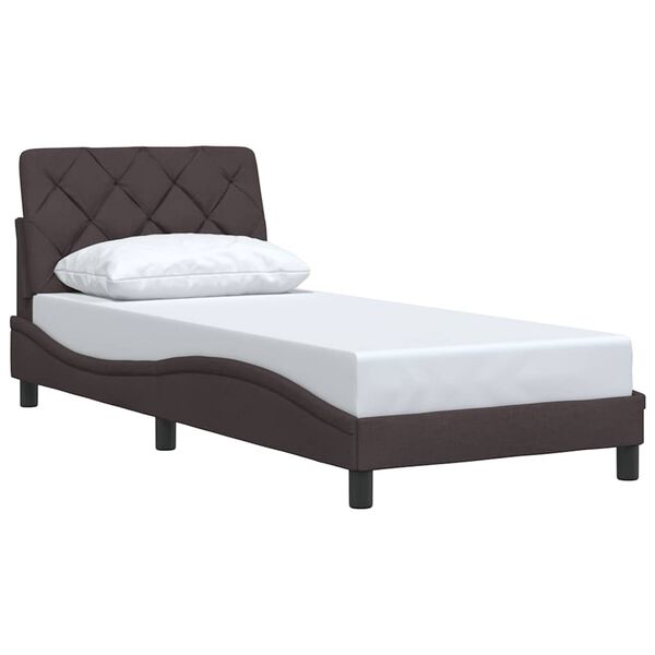 vidaXL Bedframe zonder matras 90x200 cm stof donkerbruin