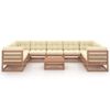 vidaXL 10-delige Loungeset met kussens massief grenenhout honingbruin