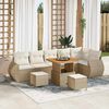 vidaXL Tuin Sofa Set met kussen met opslag 9 pcs beige en cr&egrave;mekleurig