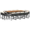 vidaXL 13-delige Tuinset met kussens poly rattan zwart
