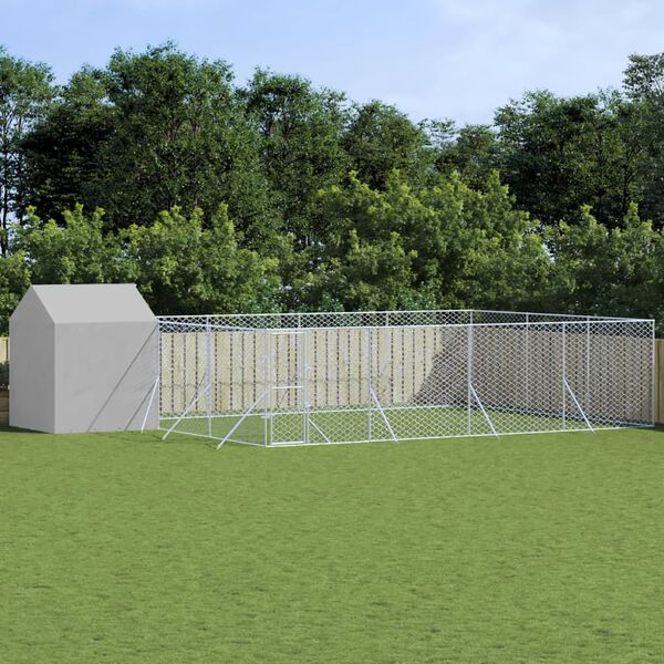 vidaXL Hondenkennel met dak 10x6x2,5 m gegalvaniseerd staal zilver