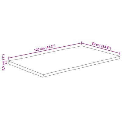 vidaXL Tafelblad rechthoekig natuurlijke rand 120x60x2,5 cm acaciahout