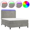 vidaXL Boxspring met matras en LED fluweel lichtgrijs 140x200 cm