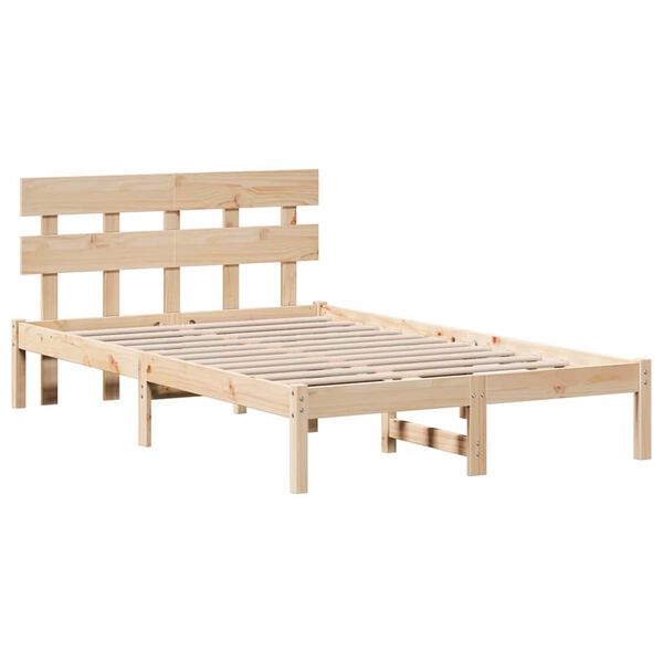 vidaXL Bedframe met hoofdeinde Bruin 140 x 190 cm Massief grenenhout