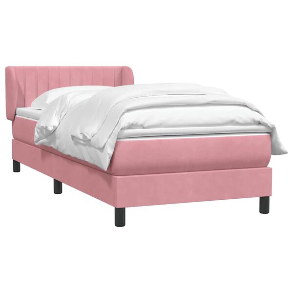 vidaXL Boxspring met matras fluweel roze 90x220 cm