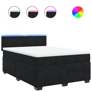 vidaXL Boxspring met matras fluweel zwart 140x190 cm