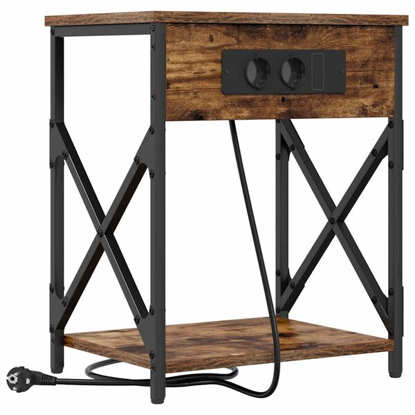 vidaXL Nachtkastje Gerookt eiken 41 x 31 x 51 cm Bewerkt hout