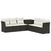 vidaXL Bankstel 7 st Zwart en Cream Wit Poly Rattan en Staal