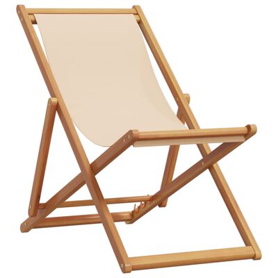 vidaXL Strandstoel inklapbaar massief eucalyptushout en stof beige