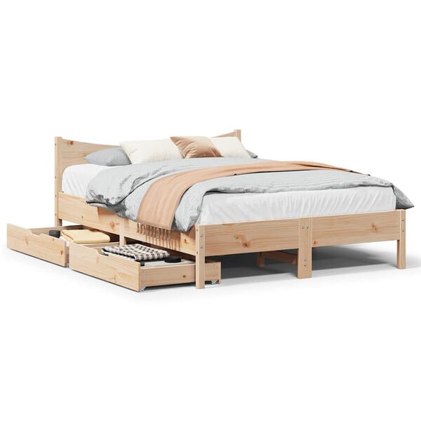 vidaXL Bedframe met lades massief grenenhout 140x190 cm