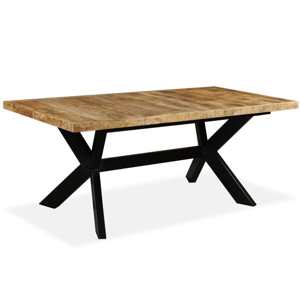 vidaXL Eettafel 180 cm massief mangohout en stalen kruis
