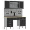 vidaXL Werk kast met lade met slot 8 st Zwart Engineered hout en staal