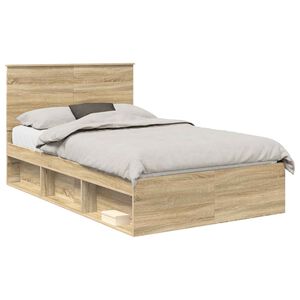 vidaXL Bedframe met hoofdeinde Sonoma 120 x 200 cm Massief grenenhout
