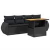 vidaXL 5-delige Loungeset met kussens poly rattan zwart