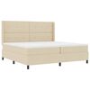vidaXL LED Box Spring Bed met hoofdeinde Cr&egrave;me 200 x 200 cm Stof