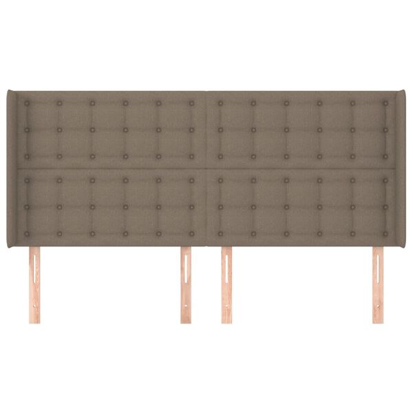 vidaXL Hoofdbord met randen 203x16x118/128 cm stof taupe