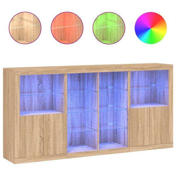 vidaXL Dressoir met LED-verlichting 202x37x100 cm sonoma eikenkleurig