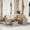 vidaXL 6-delige Loungeset met kussens poly rattan beige