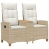 vidaXL Ligbank met tafel 2 -Seater 126 x 65 x 112 cm poly rattan