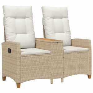 vidaXL Ligbank met tafel 2 -Seater 126 x 65 x 112 cm poly rattan