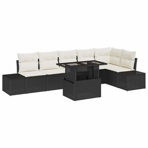 vidaXL Tuin Sofa Set met kussen met opslag 7 pcs Zwart poly rattan