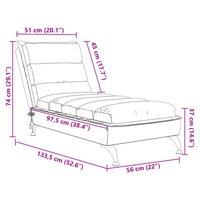 vidaXL Massage chaise longue met kussens stof crèmekleurig