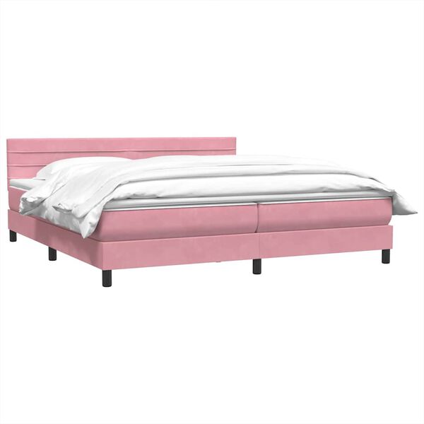 vidaXL Boxspring met matras fluweel roze 180x220 cm