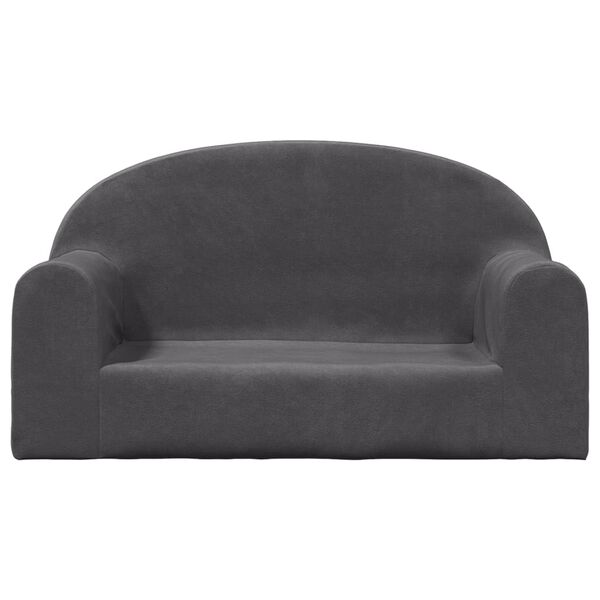 vidaXL Kinderbank 2-zits zacht pluche antraciet