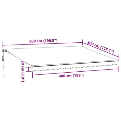 vidaXL Luifel automatisch uittrekbaar LED 500x300 cm antraciet en wit