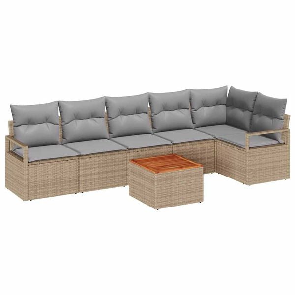 vidaXL Tuin Sofa Set 7 pcs beige en lichtgrijs