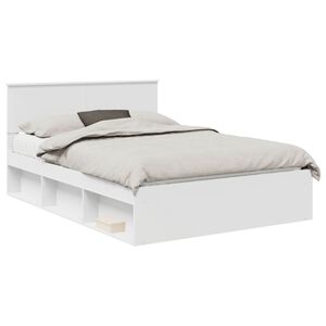 vidaXL Bedframe met hoofdeinde Wit 135 x 190 cm Massief grenenhout