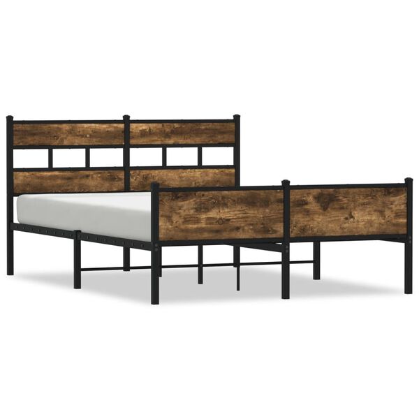 vidaXL Bedframe zonder matras hout gerookt eikenkleurig 137x190 cm
