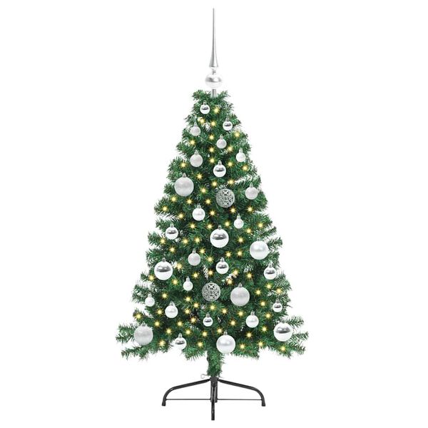 vidaXL Kunstmatig Voorverlicht Kerstboom met 150 LED Groen 120 cm PVC
