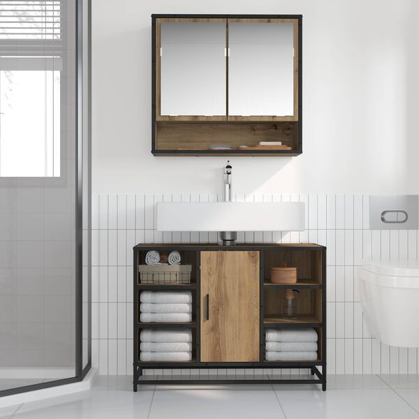 vidaXL Badkamermeubelset met plank 2 pcs Artisan Eiken Bewerkt hout