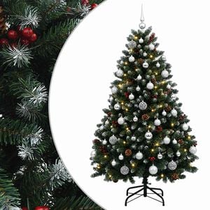 vidaXL Kunstkerstboom groen met kerstballen 150 cm 150 LED's Warmwit