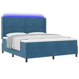 vidaXL Boxspringbed met matras met LED Blauw 180 x 200 cm Fluweel