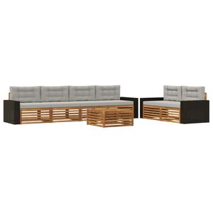 vidaXL Buiten bankenset 7 st Naturel en lichtgrijs Polyester